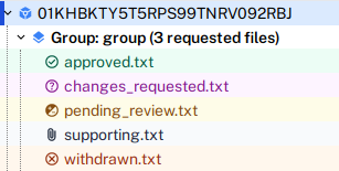 Request file icons during independent review